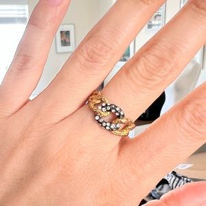 Alexis Bittar ‘Jardin de Papillon’ Gold + Pewter Chain Link Ring